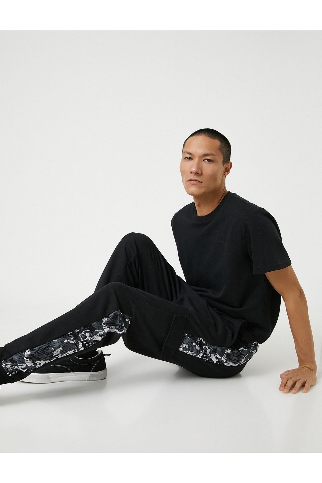 Koton Camouflage Patterned Sweatpants with Cargo Pocket, Tie Waist