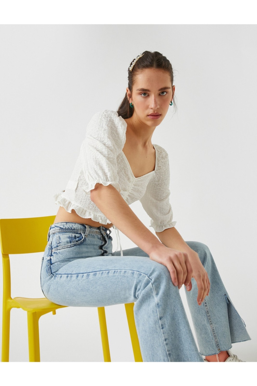 Koton Crop Gathered Blouse