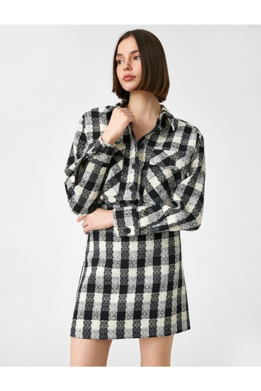 Koton Checkered Pocket Jacket