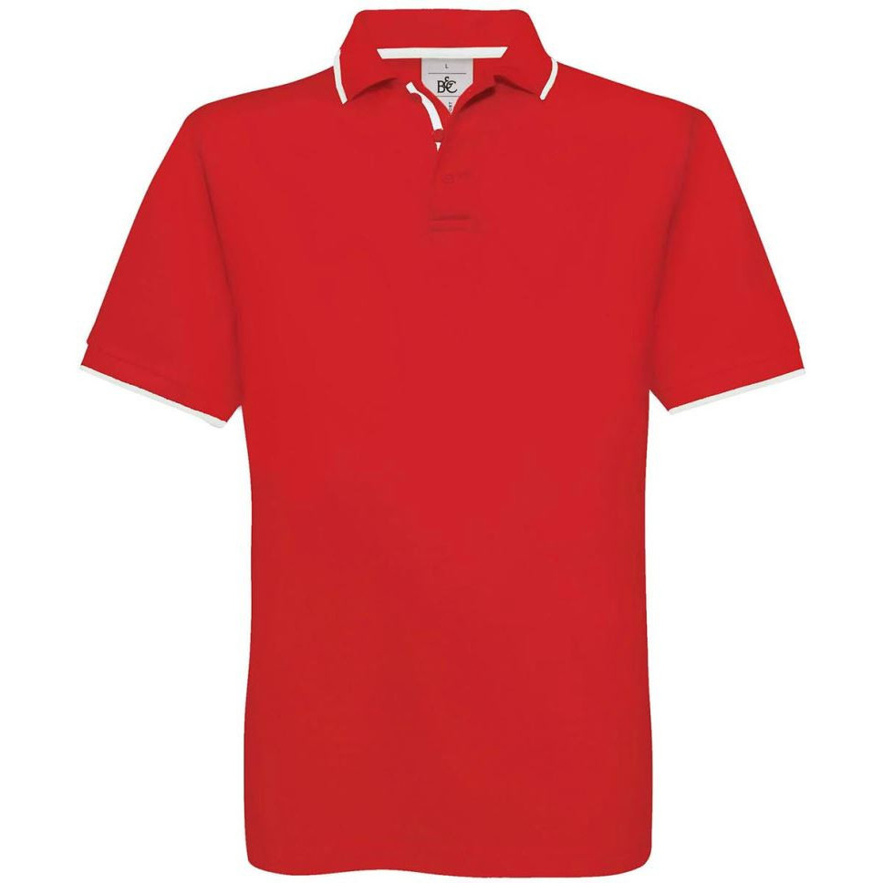 Pánska polokošeľa B&C Safran Sport - červená-biela, S