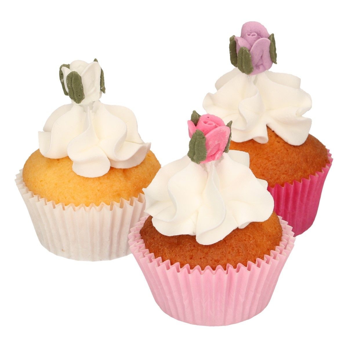 Funcakes Cukrové zdobenie mini ružičky s lístkami 16 ks