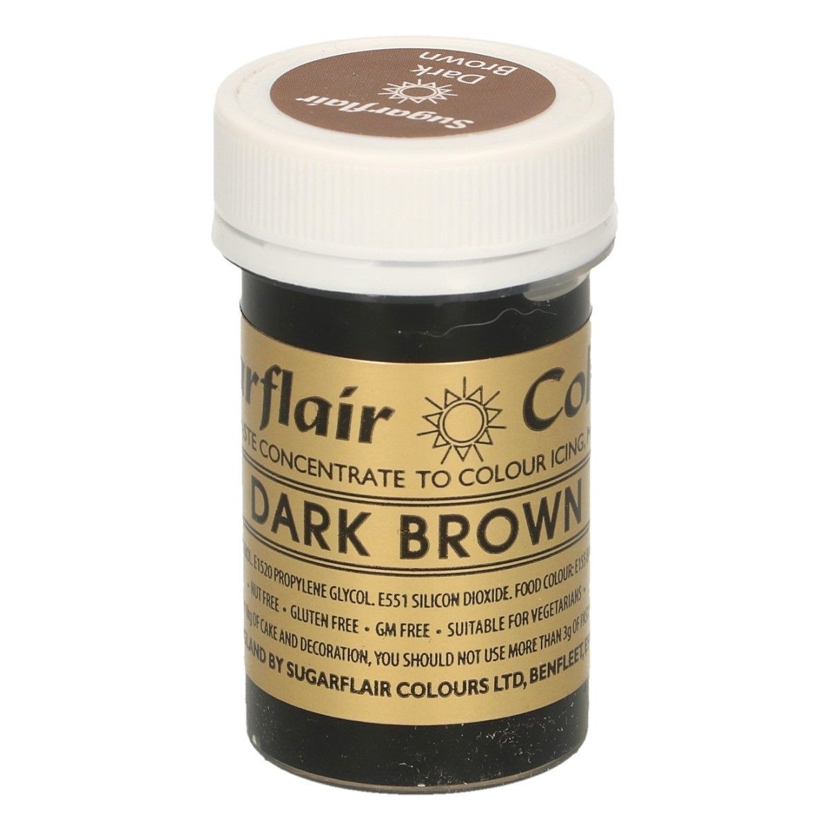 Sugarflair Colours Gélová farba Dark Brown - Tmavohnedá 25 g