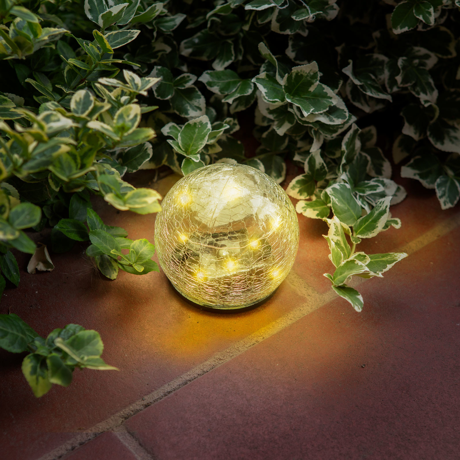Zapichovacia solárna sveteľná guľa - 10 cm - 10 teplých bielych LED