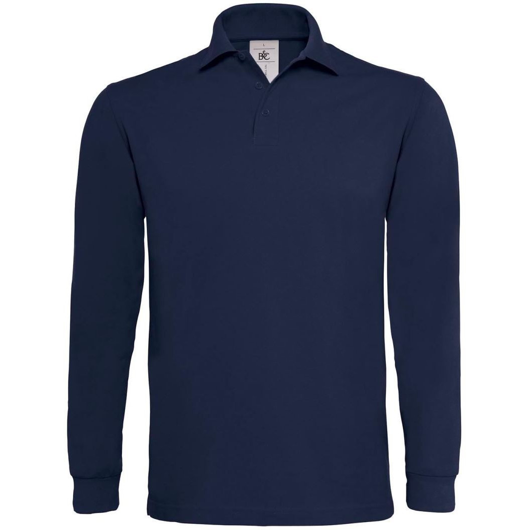 Pánska polokošeľa B&C Heavymill dlhý rukáv - navy, M