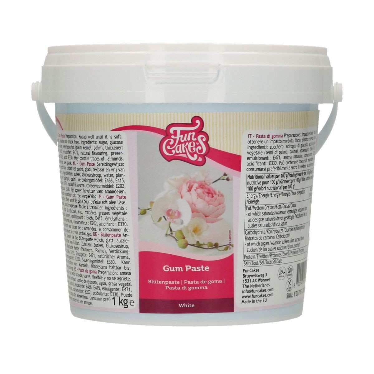 Funcakes Gum pasta biela - hotová hmota na modelovanie kvetov a jemných tvarov 1 kg