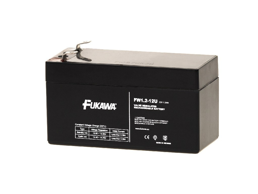FUKAWA akumulátor FW 1,2-12 U (12V; 1,2 Ah; faston 4,7 mm; životnosť 5 rokov; 43 mm)