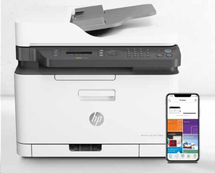 HP Color Laser MFP 179fnw Printer MFP (A4,18/4 ppm,,farebná, USB 2.0, Ethernet, Wi-Fi, Fax, ADF)/náhrada za C480FW