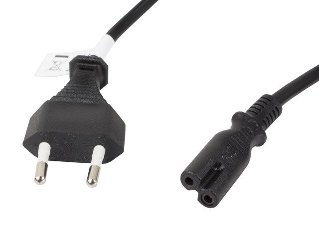 LANBERG CEE 7/16 na IEC 320 C7 EURO (RADIO) POWER CORD 3M VDE čierny