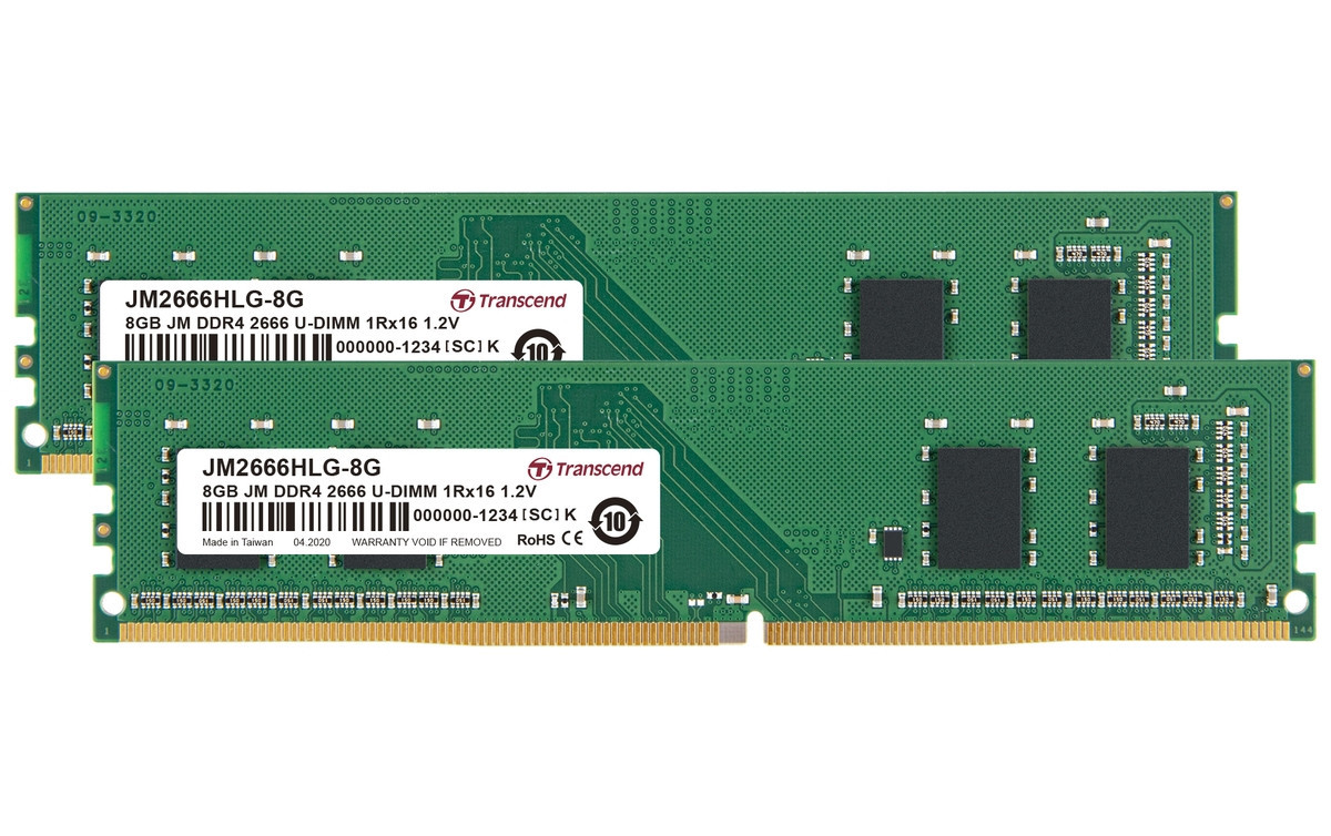 Transcend pamäť 16GB DDR4 2666 U-DIMM (JetRam) KIT (2x8GB) 1Rx16 CL19