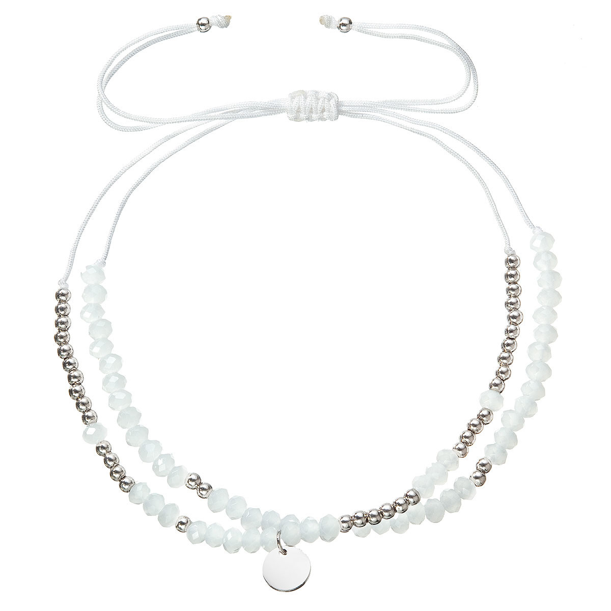 Textilný náramok biele korálky 13038.1 white