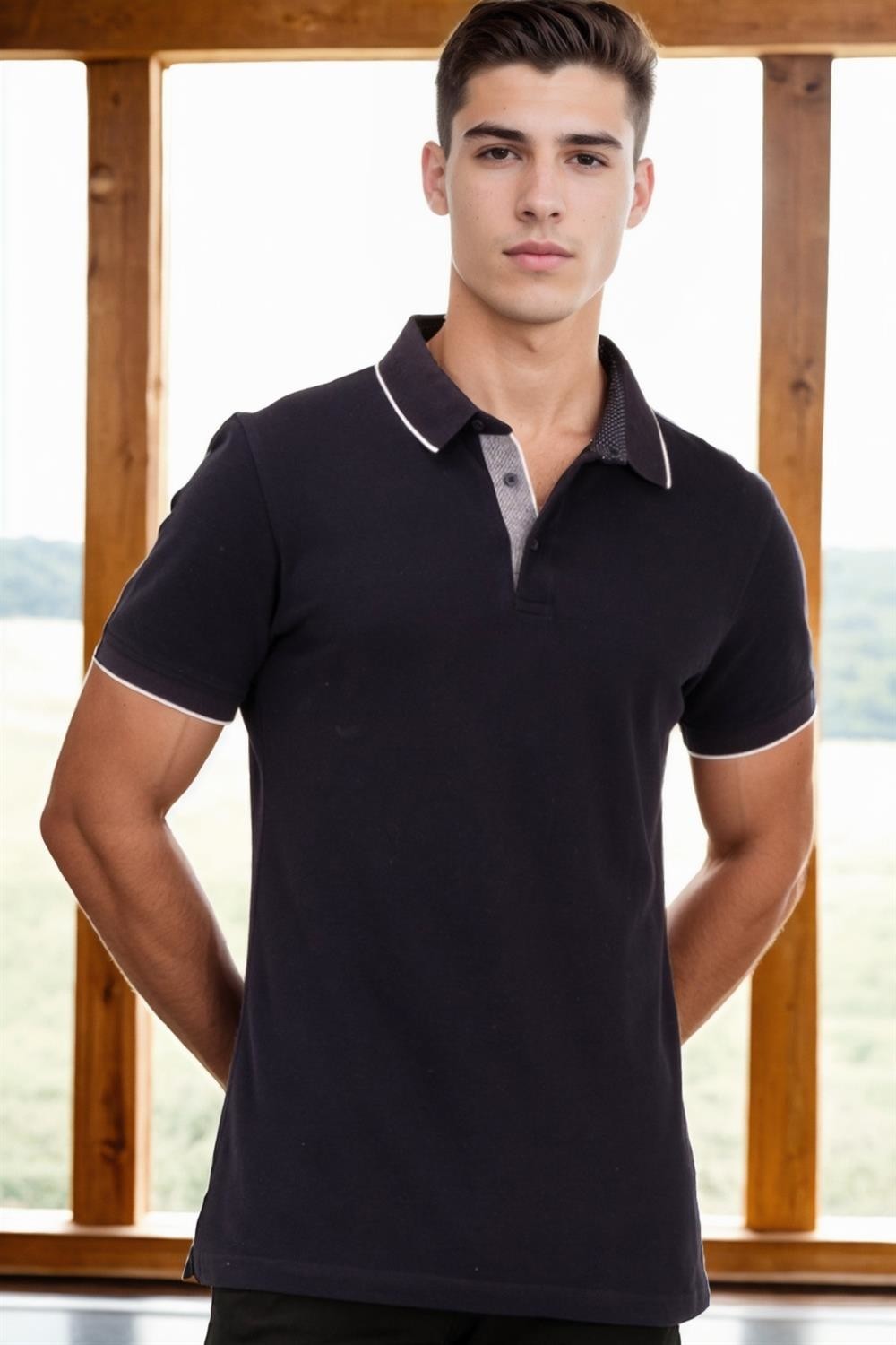 T8579 DEWBERRY MEN'S T-SHIRT-NAVY-2
