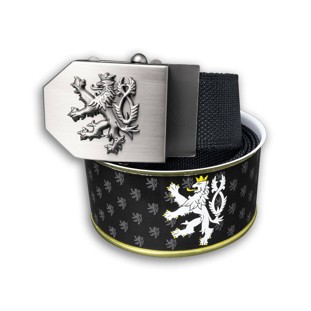 Opasok darčekový Český lev 4 cm - čierny, 150