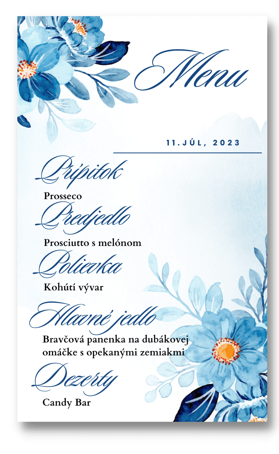 Personal Menu - Modré kvetiny Počet kusov: od 1 ks do 10 ks