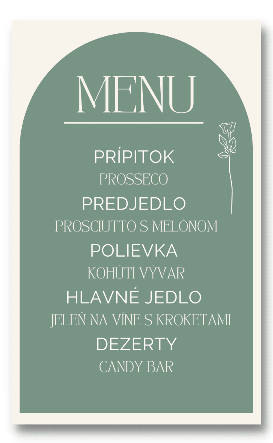 Personal Menu - Greenery Rose Počet kusov: od 1 ks do 10 ks