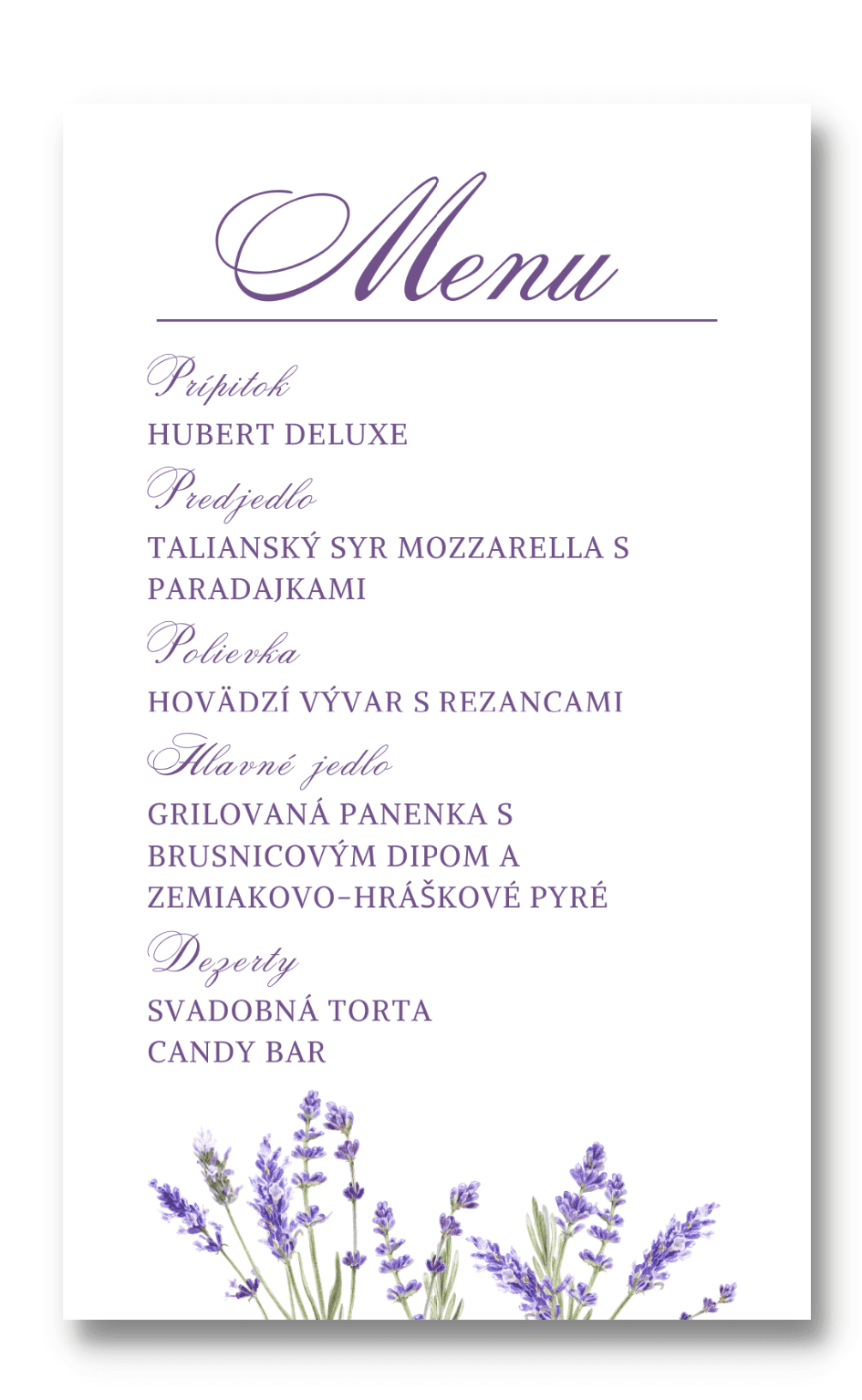 Personal Menu - Lavender Počet kusov: od 1 ks do 10 ks