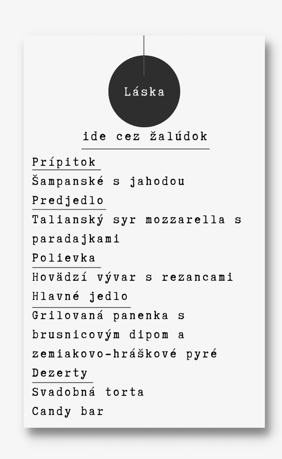 Personal Menu - Minimalism Láska Počet kusov: od 1 ks do 10 ks