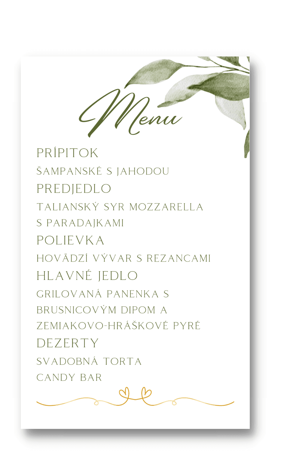 Personal Menu - Green & Gold Počet kusov: od 1 ks do 10 ks