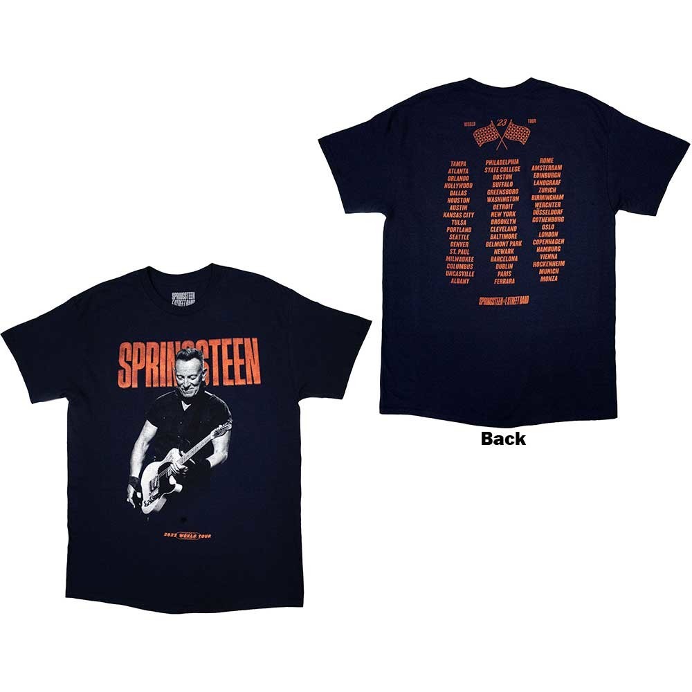 Bruce Springsteen tričko Tour '23 Guitar Modrá S