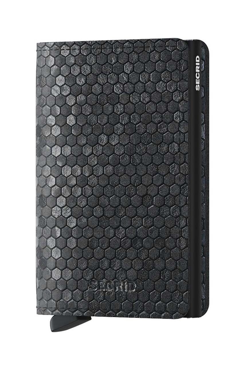Kožená peňaženka Secrid Slimwallet Hexagon Black čierna farba