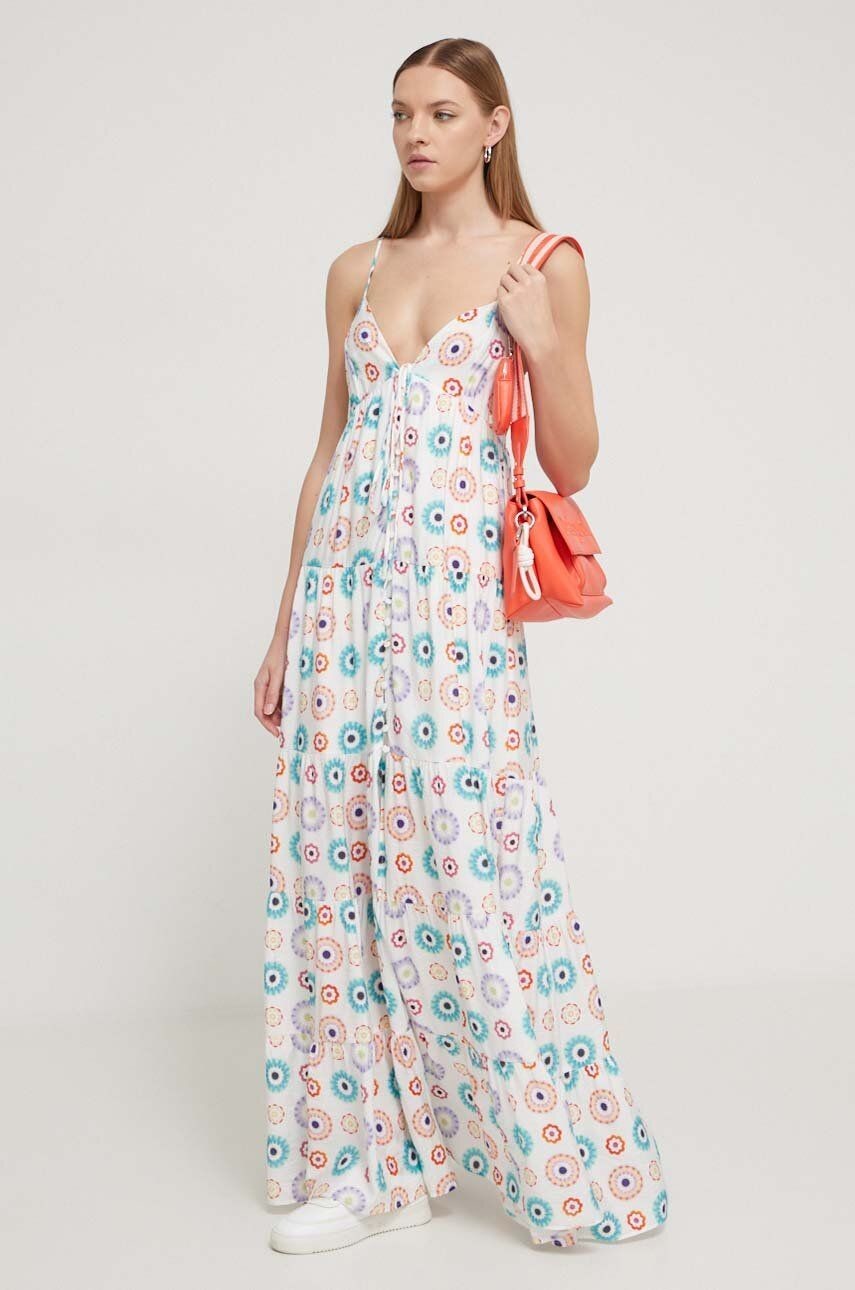 Šaty Desigual biela farba, maxi, oversize