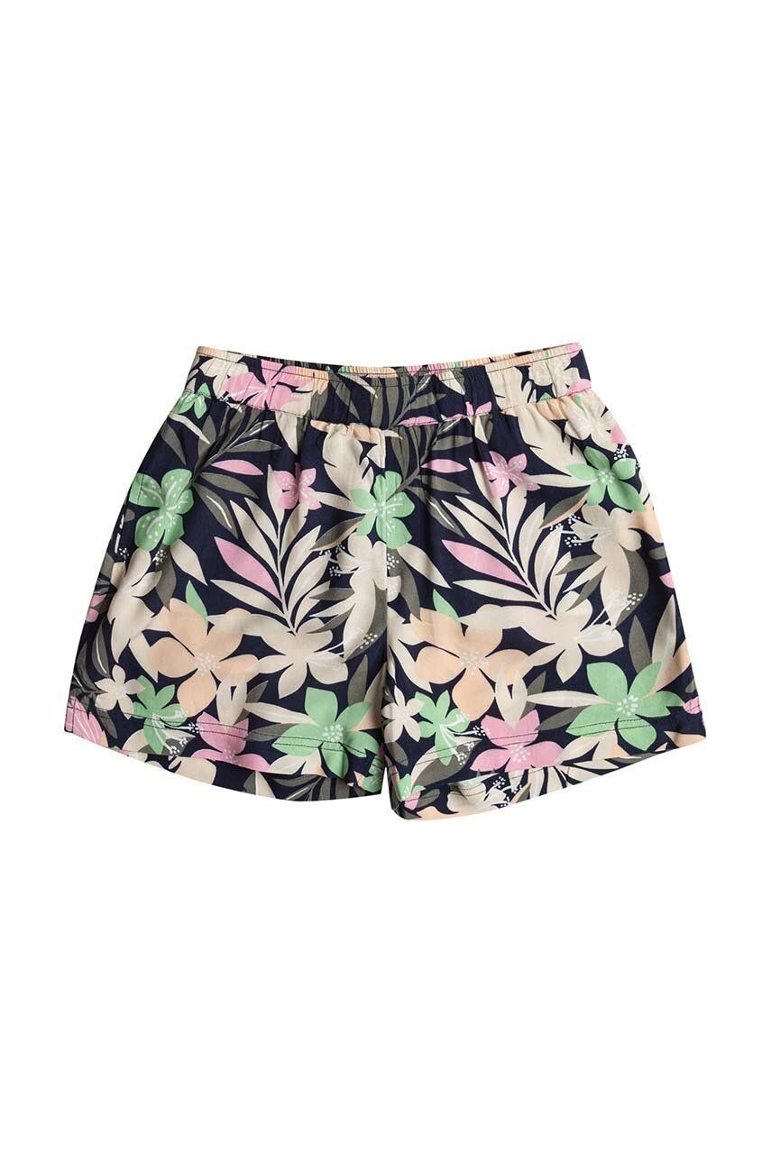 Detské krátke nohavice Roxy BLUECEAN FLOO čierna farba, vzorované