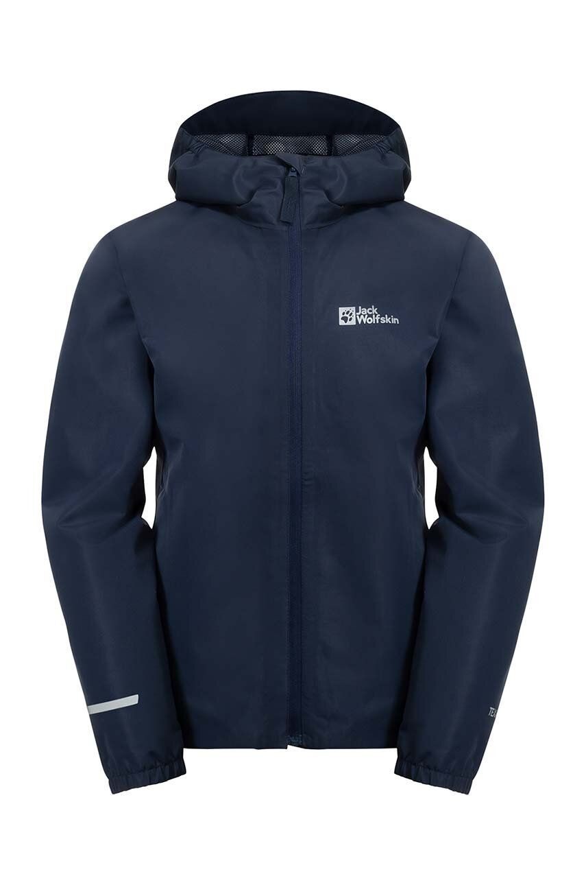 Detská nepremokavá bunda Jack Wolfskin FLAZE tmavomodrá farba