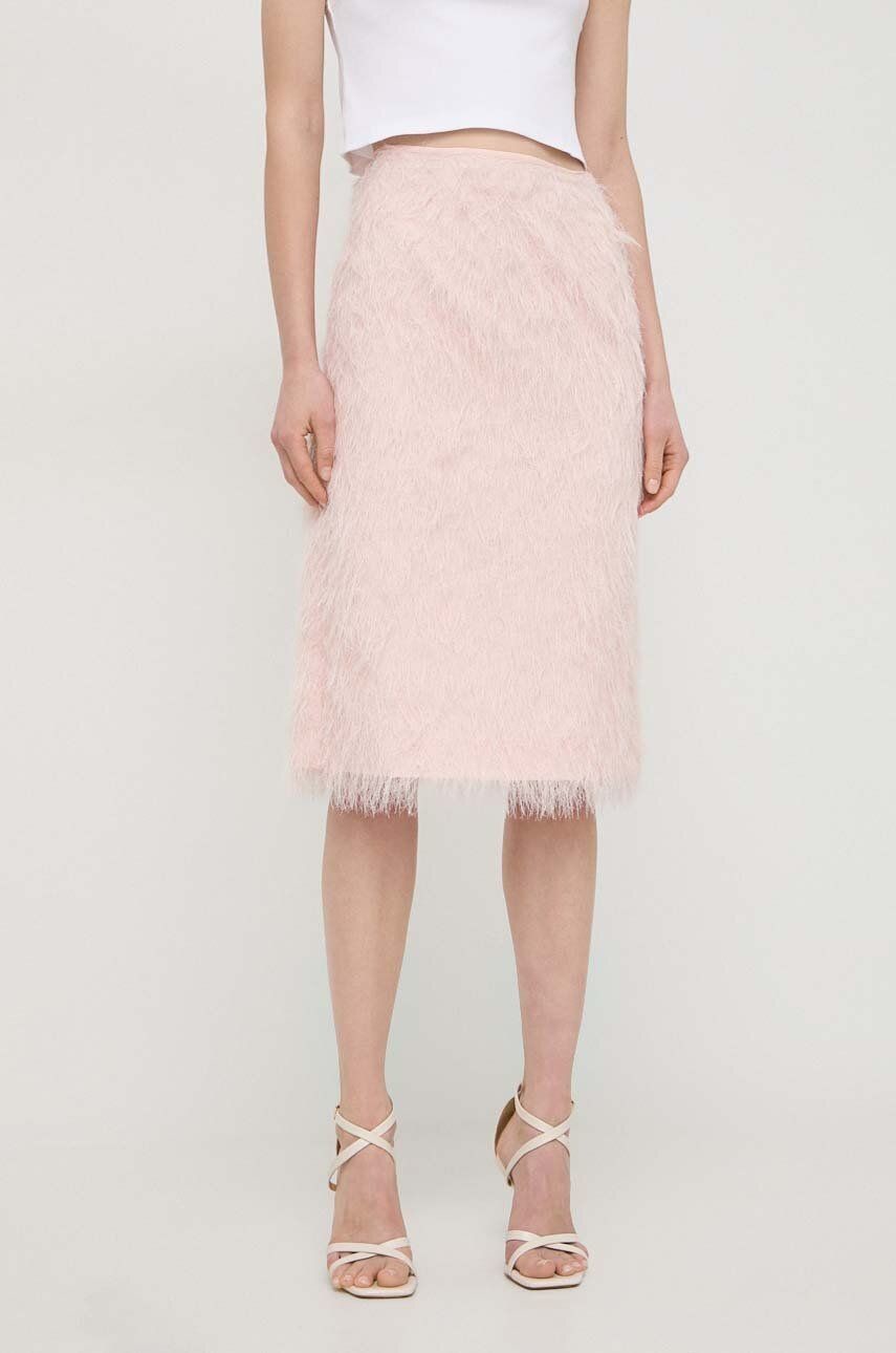 Sukňa Twinset ružová farba, midi, puzdrová