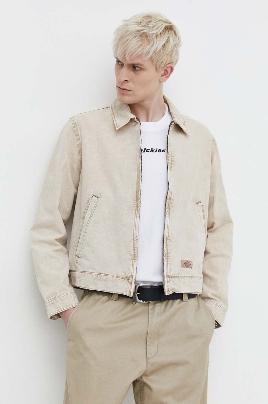 Rifľová bunda Dickies NEWINGTON JACKET pánska, béžová farba, prechodná, DK0A4YQN