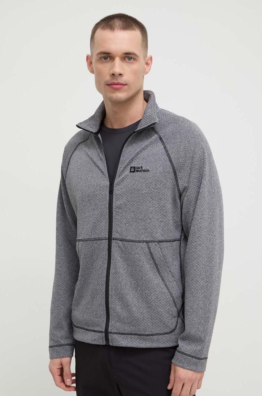 Športová mikina Jack Wolfskin Fernweh šedá farba, jednofarebná