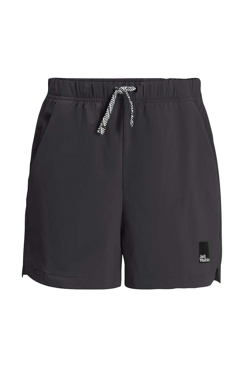 Detské krátke nohavice Jack Wolfskin TEEN SHORTS B čierna farba