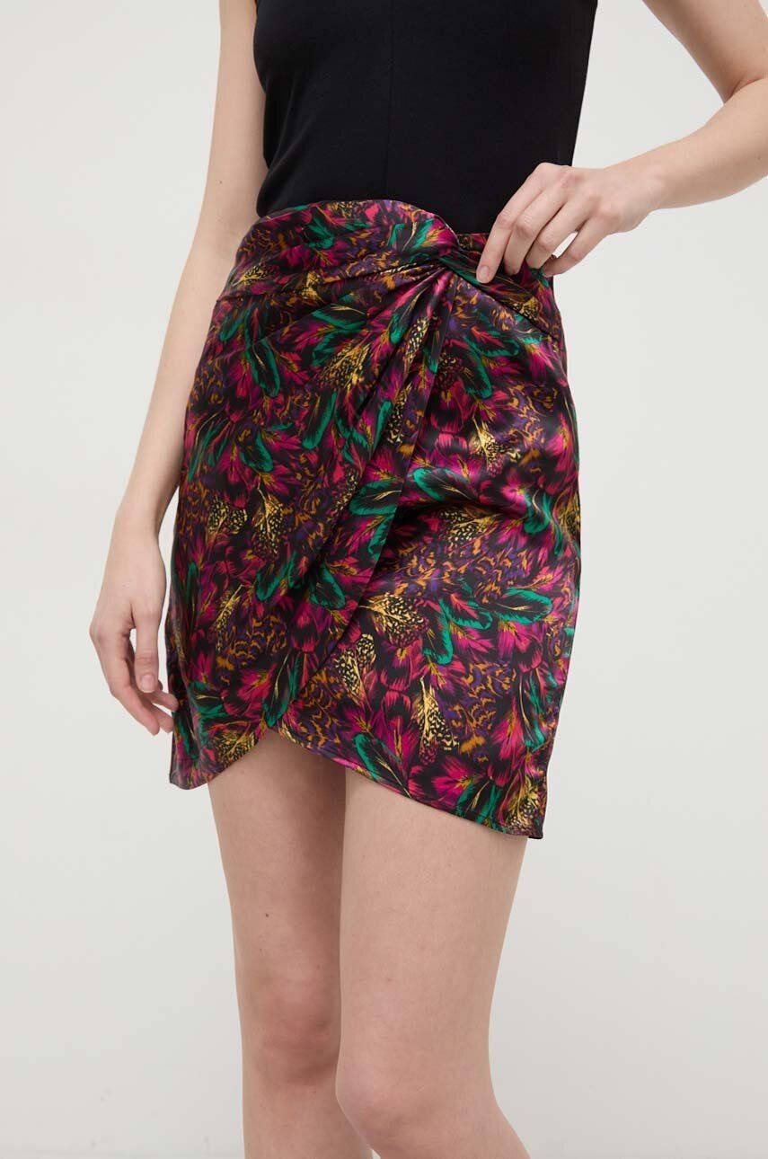 Hodvábna sukňa The Kooples mini, rovný strih
