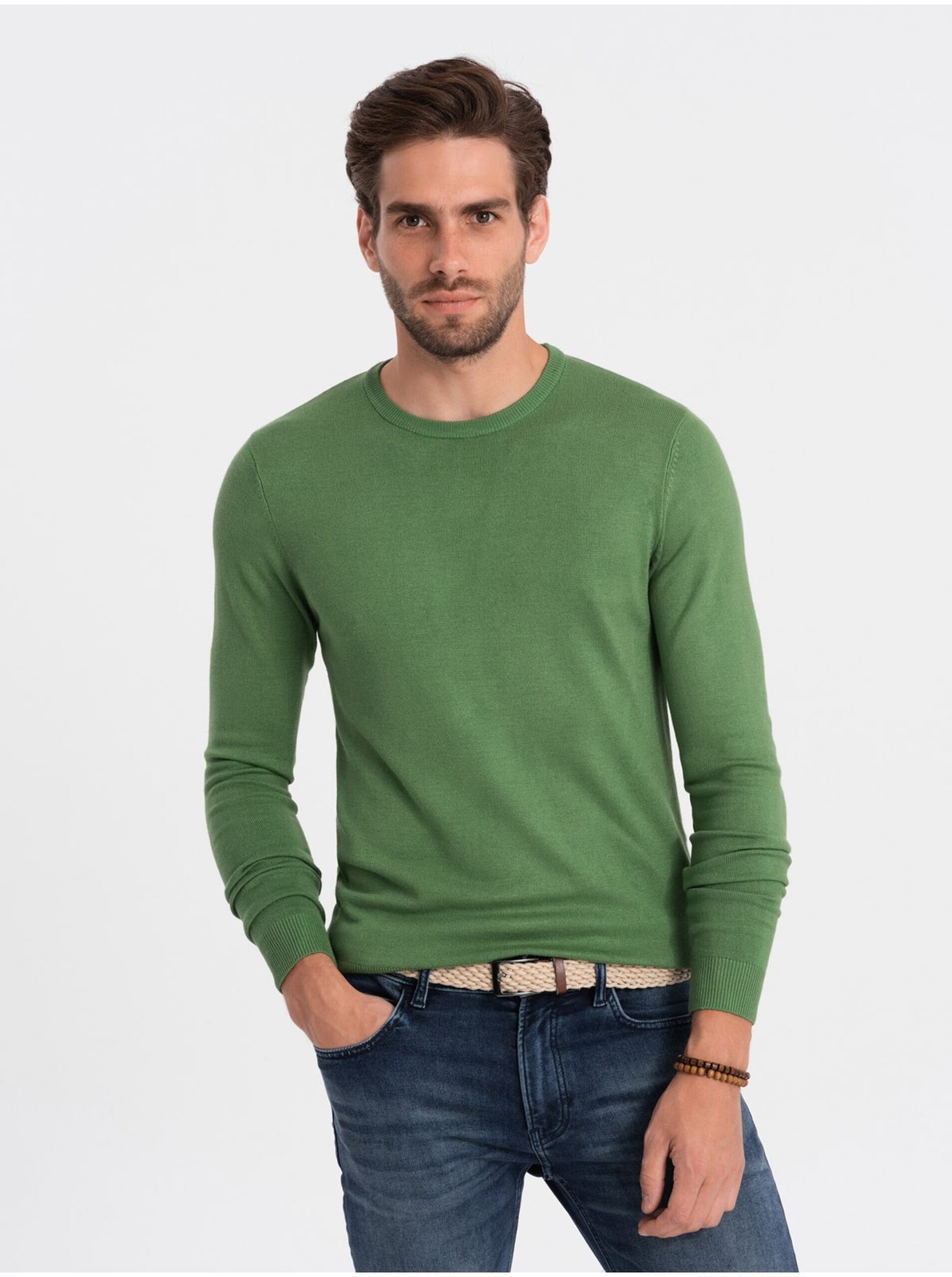 Zelený pánsky sveter Ombre Clothing