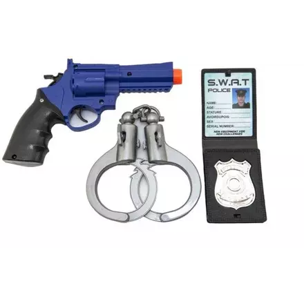 Teddies Policajná sada plast pištole klapací 18x13cm + putá + odznak