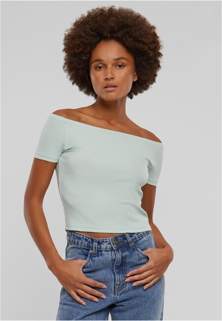 Urban Classics Ladies Organic Off Shoulder Rib Tee frostmint - XS