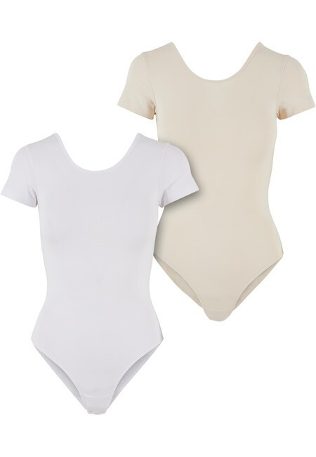 Urban Classics Ladies Organic Stretch Jersey Body 2-Pack white+whitesand - XS