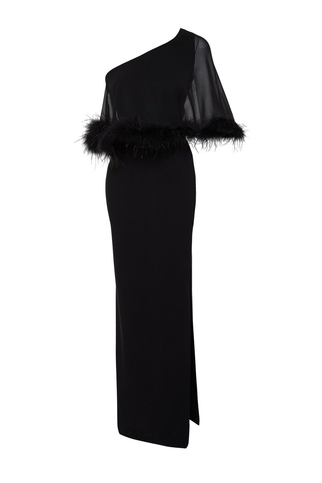 Trendyol Black Body-Sitting Woven Openwork Long Evening Dress