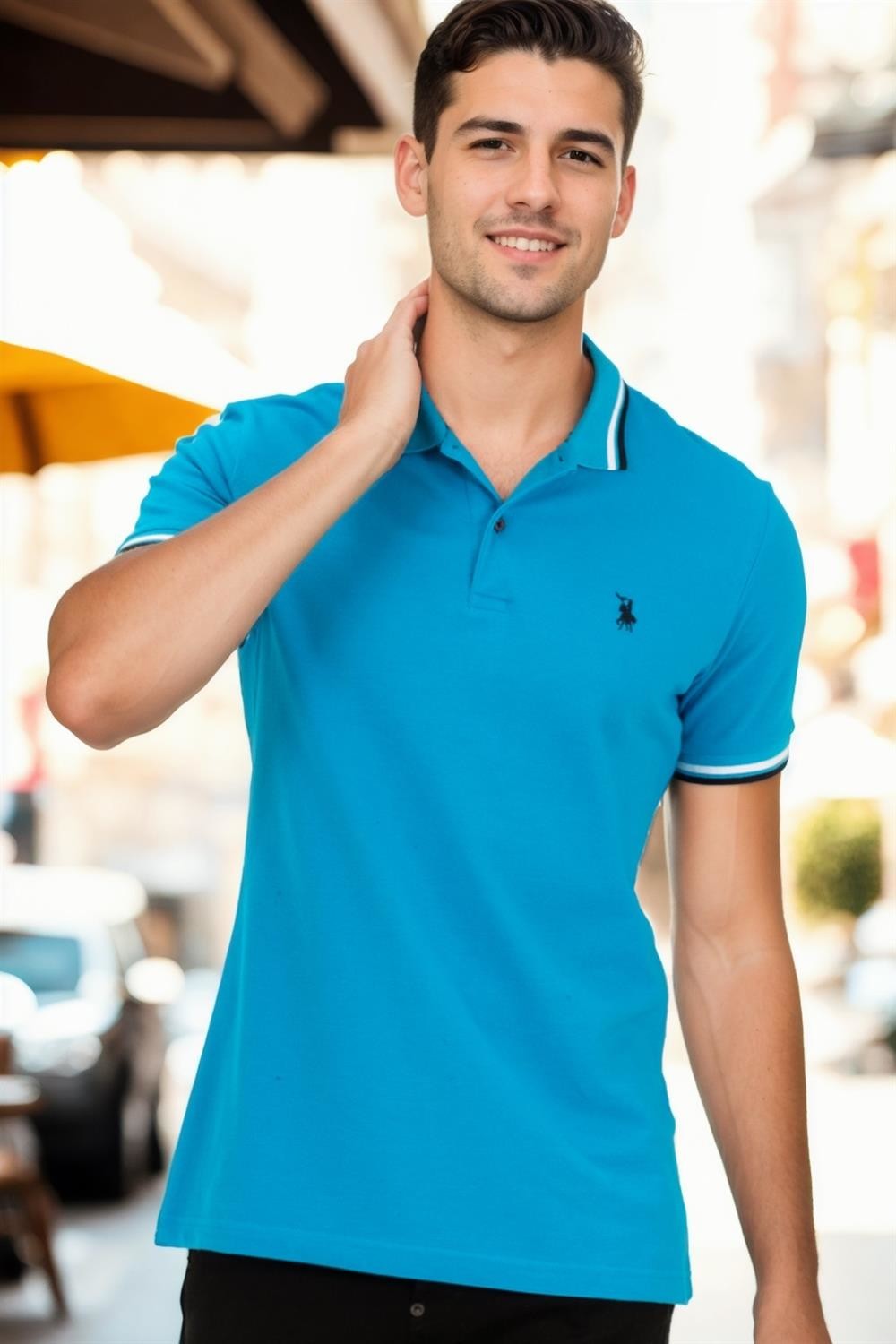 T8594 DEWBERRY MEN'S T-SHIRT-BLUE-1