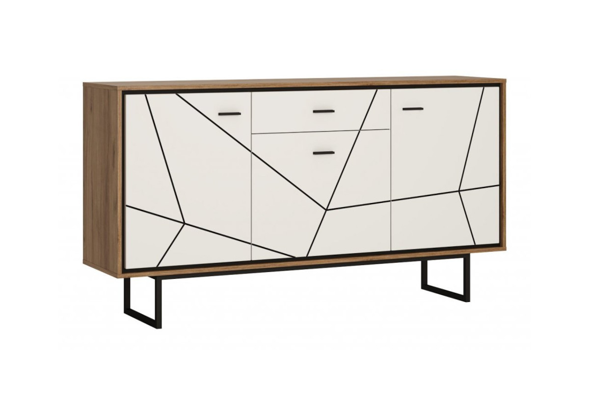 Expedo Komoda BRONO, 167x90,3x40, dub catania/ biela lesk/ čierna