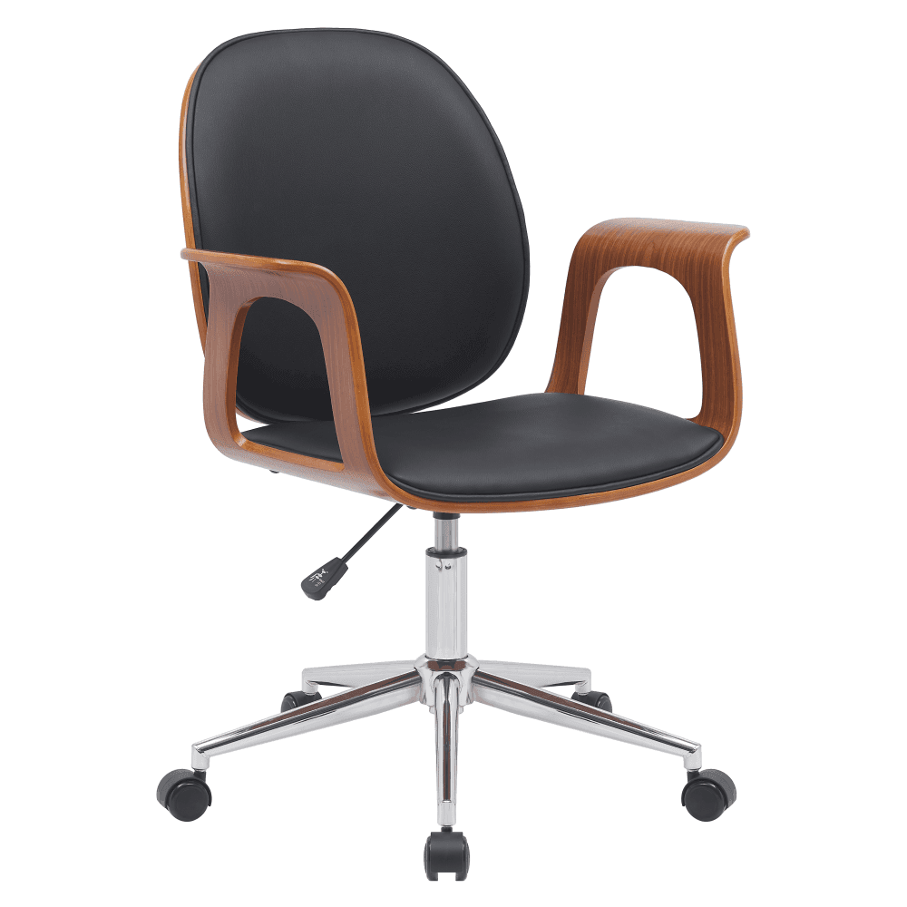 Kancelárske kreslo, ekokoža čierna/orech, ARTIMIS