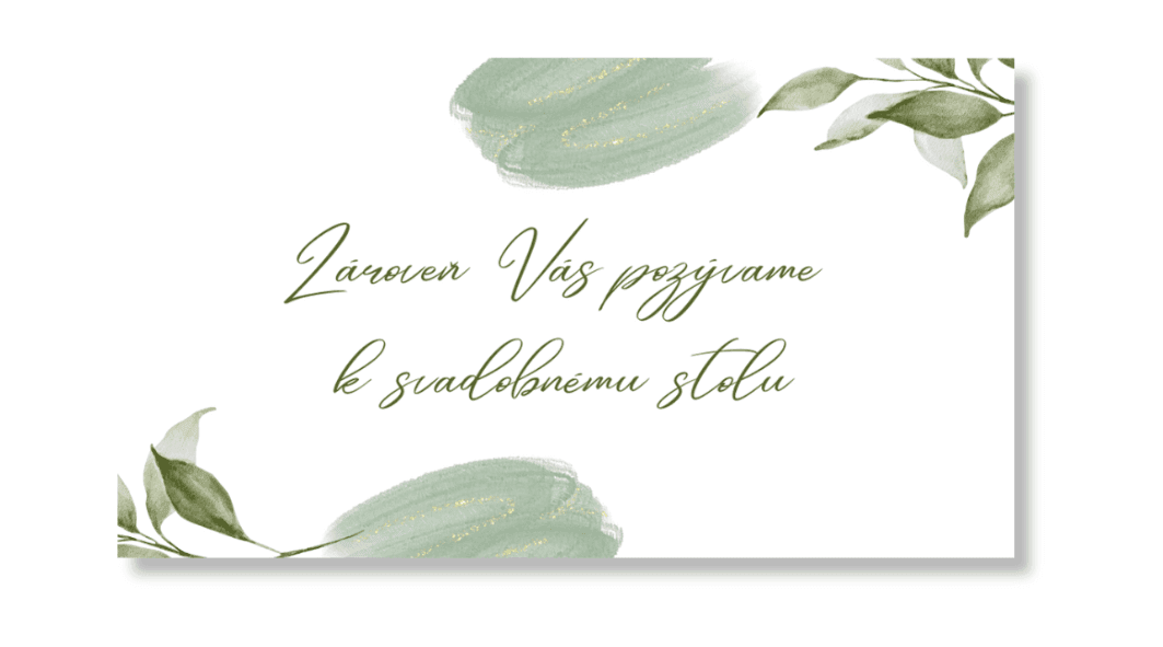 Personal Kartička k stolu - Green & Gold Počet kusov: od 1 ks do 10 ks