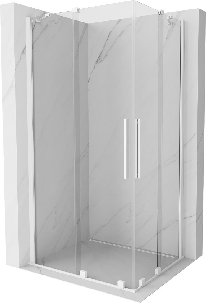 MEXEN/S - Velar Duo štvorcový sprchovací kút 90 x 80 cm, transparent, biela 871-090-080-02-20