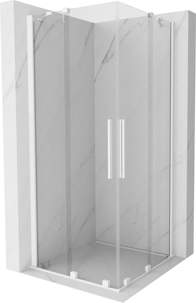 MEXEN/S - Velar Duo štvorcový sprchovací kút 90 x 90 cm, transparent, biela 871-090-090-02-20
