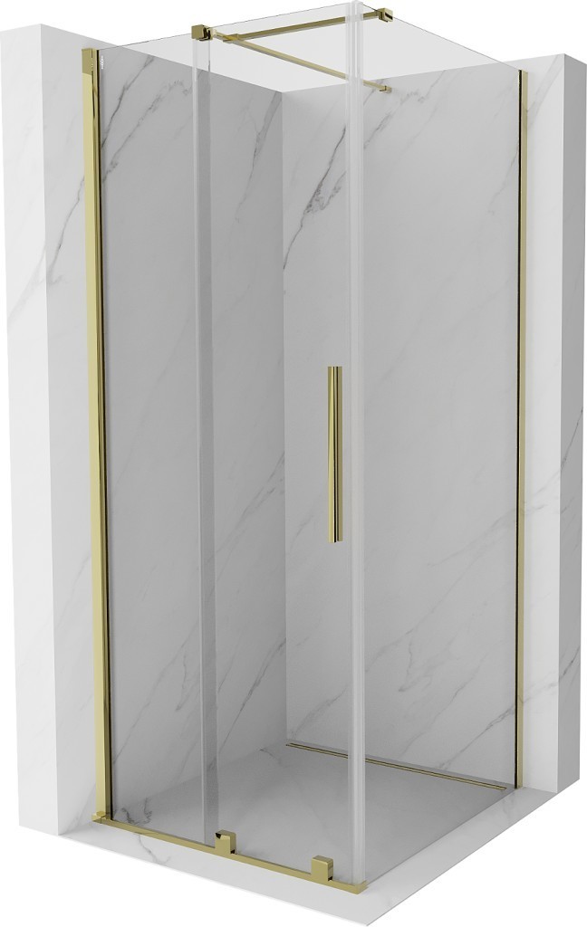 MEXEN/S - Velár sprchovací kút 90 x 90 cm, transparent, zlatá 871-090-090-01-50