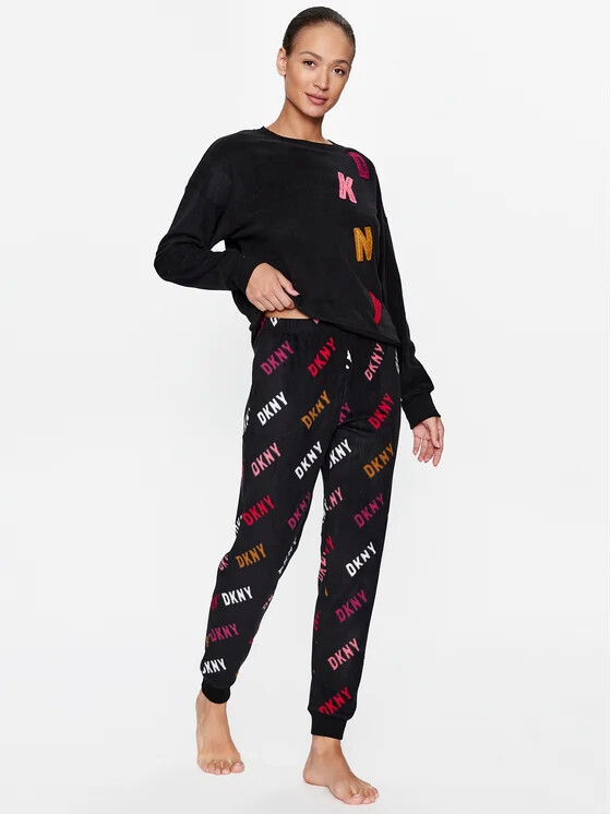 Dámske pyžamo YI2822686F čierne so vzorom - DKNY S