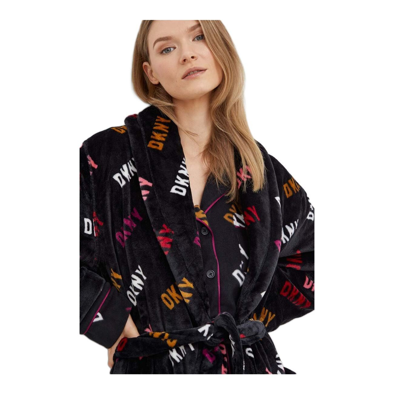 Dámsky župan YI2222688F 006 tm.šedá s potlačou - DKNY S