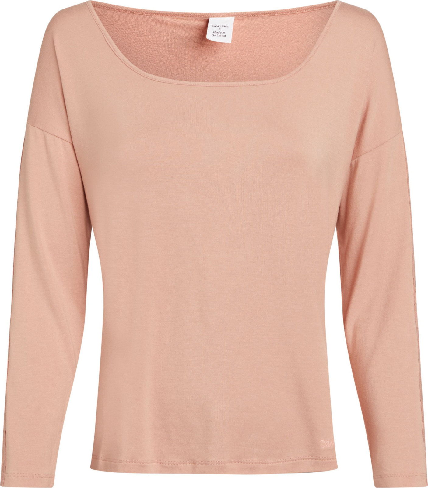 Dámsky pyžamový top L/S CURVE NECK 000QS7006E FSR make-up - Calvin Klein XS