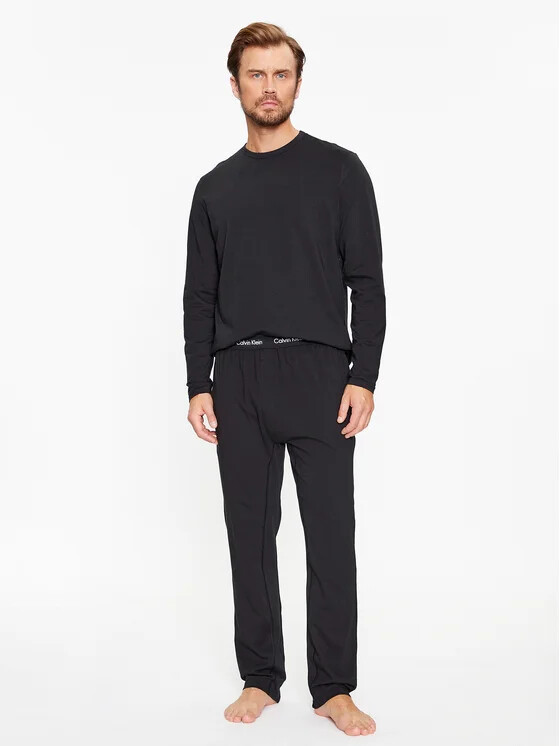 Pánske pyžamo L/S PANT SET 000NM2510E UB1 čierne - Calvin Klein L