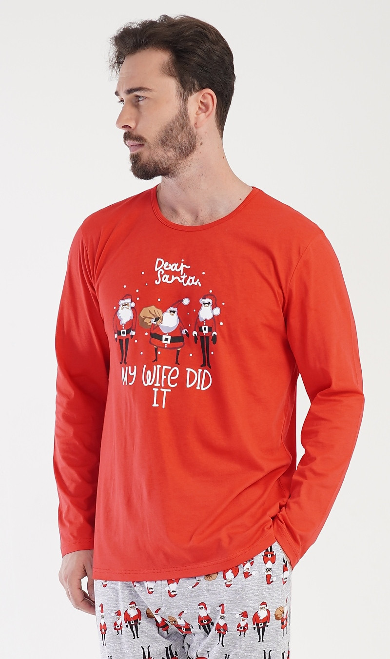 Pánske pyžamo dlhé Santa červená M