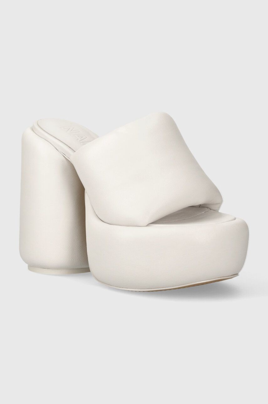 Kožené šľapky Naked Wolfe Wow dámske, biela farba, na podpätku