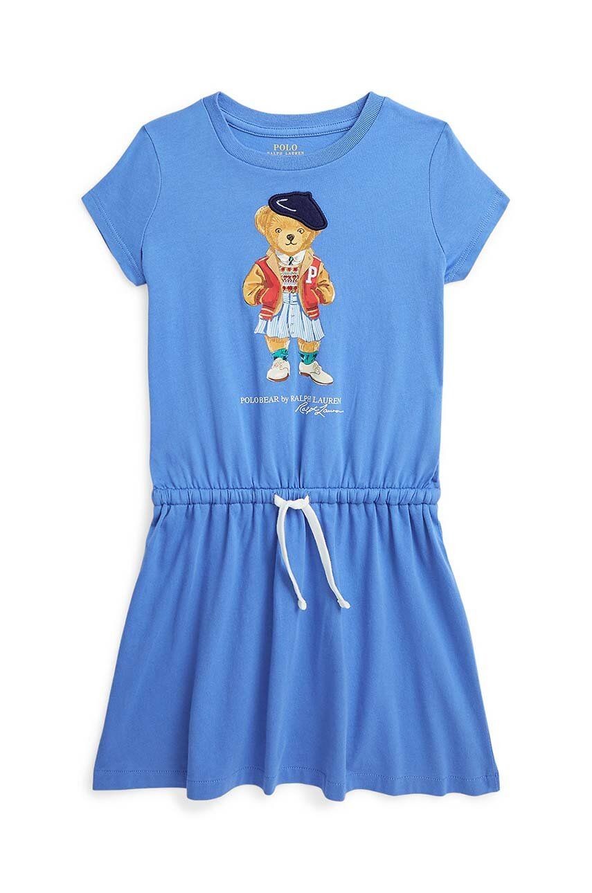 Dievčenské bavlnené šaty Polo Ralph Lauren mini, áčkový strih